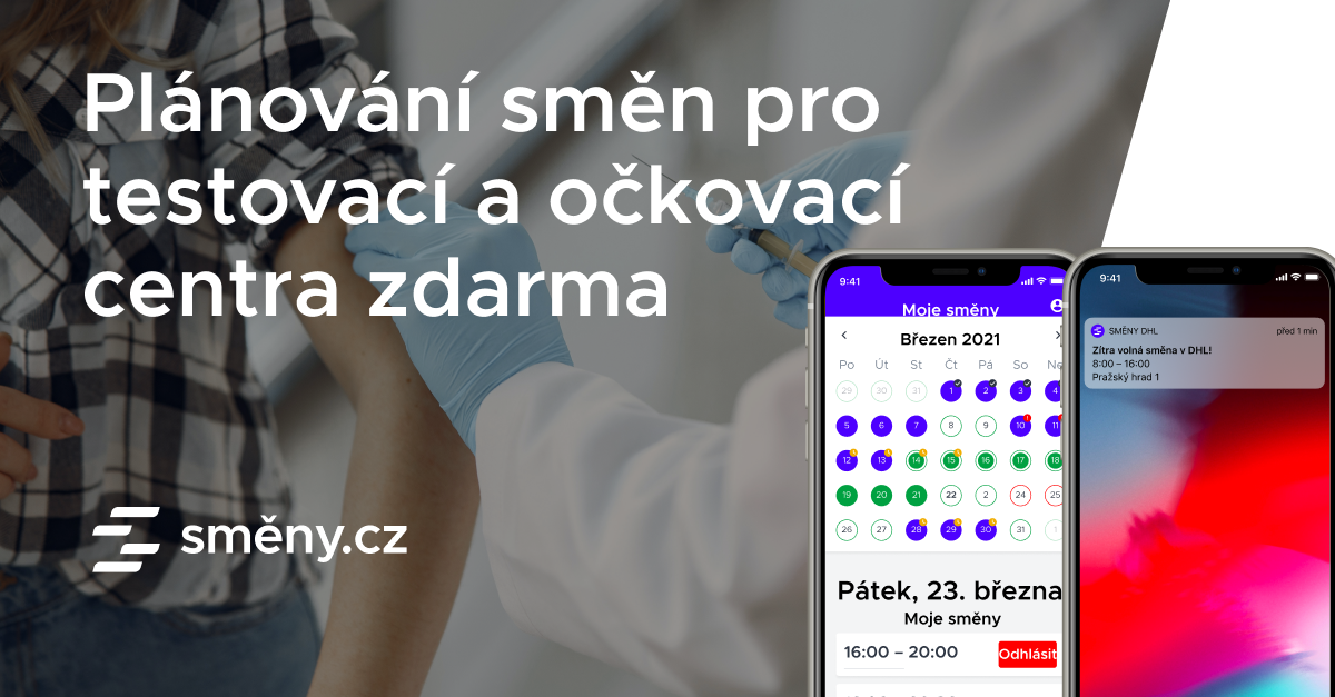 Plánování směn zaměstnanců pro testovací a očkovací centra zdarma Směny.cz